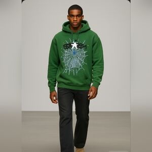 Stüssy Spider Web Graphic Hoodie Green Size L